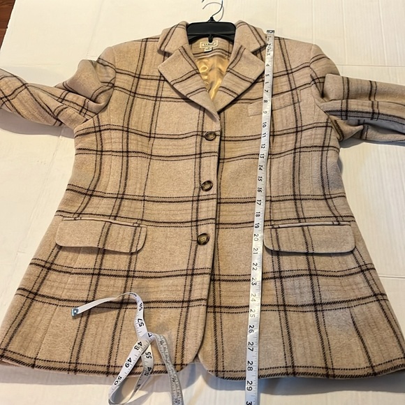 VTG-L.L. Bean-8 Reg-tan plaid-long sleeve, wool& cashmere blend,  blazer/jacket. - Picture 14 of 15